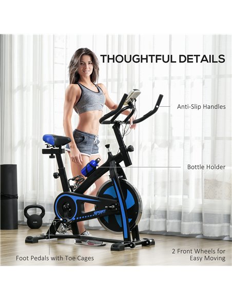 SPORTNOW Exercise Bike, Indoor Stationary Bike, Cycling Machine with Adjustable Seat and Resistance for Home Gym Workout, Blue A - pic 89801 | FastDaddyshop