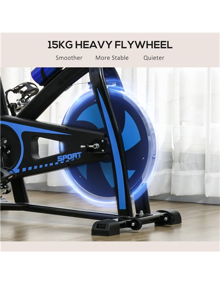 SPORTNOW Exercise Bike, Indoor Stationary Bike, Cycling Machine with Adjustable Seat and Resistance for Home Gym Workout, Blue A - pic 89802 | FastDaddyshop