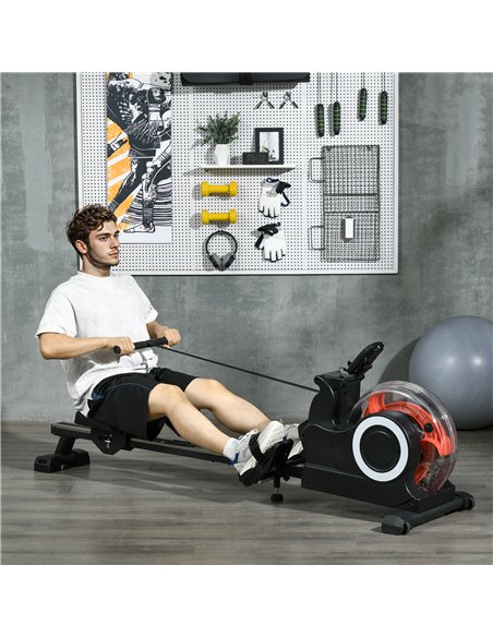 SPORTNOW Foldable Rowing Machine, Water Rower with Wheels, LCD Monitor and Tablet Holder for Cardio Training, Black A90-362V00BK - pic 89805 | FastDaddyshop