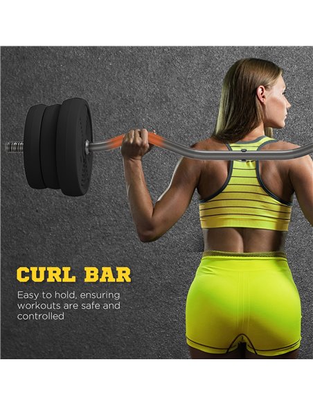 SPORTNOW 25kg Barbell Set, Adjustable Weights with Curl Bar and Non-slip Handle, for Women and Men Weight Lifting Training A91-3 - pic 89816 | FastDaddyshop