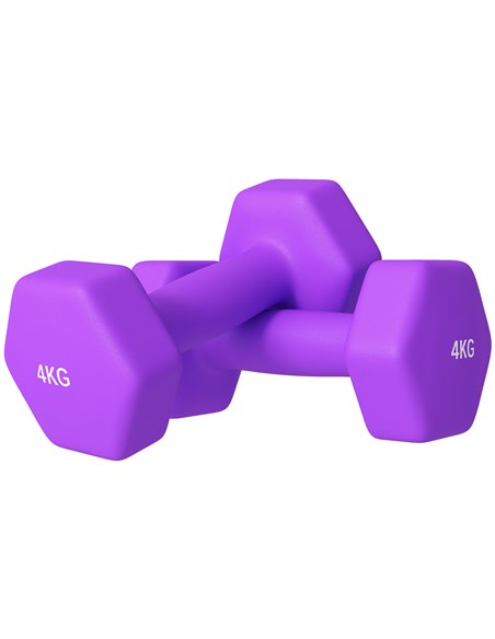 SPORTNOW 2 x 4kg Hexagonal Dumbbells Weights Set with Non-Slip Grip for Home Gym Workout, Purple A91-315V03VT - pic 89822 | FastDaddyshop