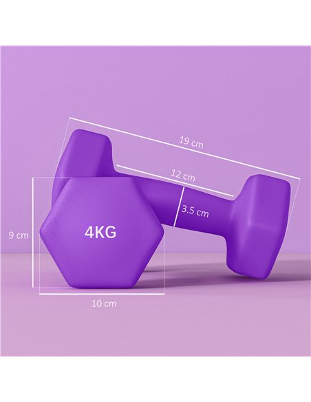 SPORTNOW 2 x 4kg Hexagonal Dumbbells Weights Set with Non-Slip Grip for Home Gym Workout, Purple A91-315V03VT - pic 89824 | FastDaddyshop