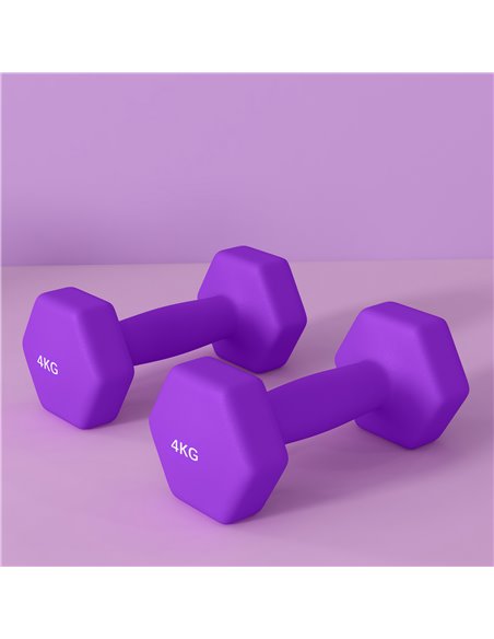 SPORTNOW 2 x 4kg Hexagonal Dumbbells Weights Set with Non-Slip Grip for Home Gym Workout, Purple A91-315V03VT - pic 89829 | FastDaddyshop
