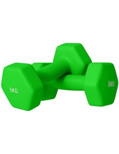SPORTNOW 2 x 5kg Hexagonal Dumbbells Weights Set with Non-Slip Grip for Home Gym Workout, Green A91-315V04GN