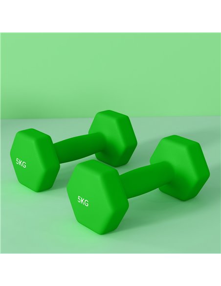 SPORTNOW 2 x 5kg Hexagonal Dumbbells Weights Set with Non-Slip Grip for Home Gym Workout, Green A91-315V04GN - pic 89839 | FastDaddyshop