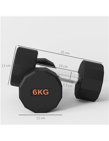 SPORTNOW 2 x 6kg Dumbbells Weights Set with 12-Sided Shape and Non-Slip Grip for Men Women Home Gym Workout A91-343V03OG
