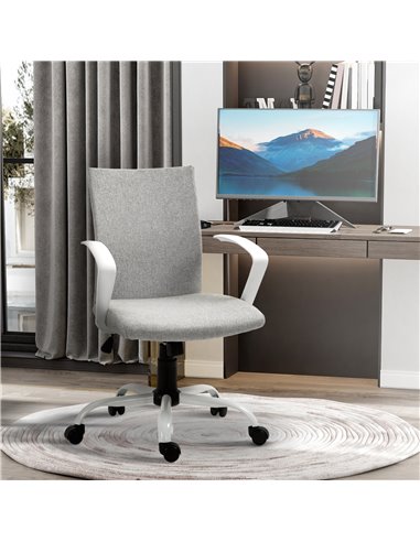 Vinsetto Office Chair Linen Swivel Computer Desk Chair Home Study Task Chair with Wheels, Arm, Adjustable Height, Dark Grey