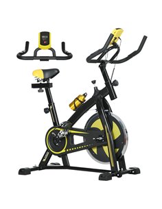SPORTNOW Exercise Bike, Indoor Stationary Bike, Cycling Machine with Adjustable Seat and Resistance for Home Gym Workout, Yellow