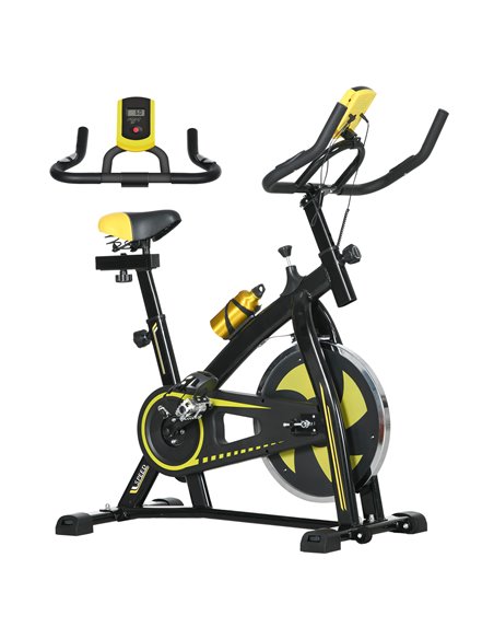 SPORTNOW Exercise Bike, Indoor Stationary Bike, Cycling Machine with Adjustable Seat and Resistance for Home Gym Workout, Yellow - pic 89903 | FastDaddyshop