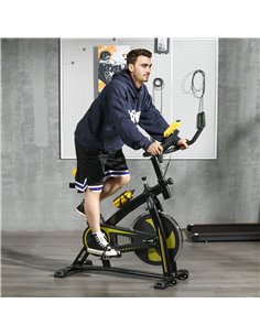 SPORTNOW Exercise Bike, Indoor Stationary Bike, Cycling Machine with Adjustable Seat and Resistance for Home Gym Workout, Yellow 2