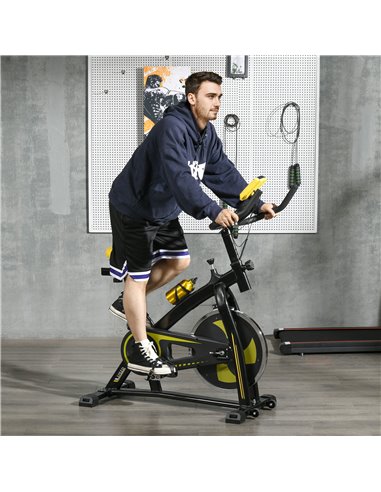 SPORTNOW Exercise Bike, Indoor Stationary Bike, Cycling Machine with Adjustable Seat and Resistance for Home Gym Workout, Yellow
