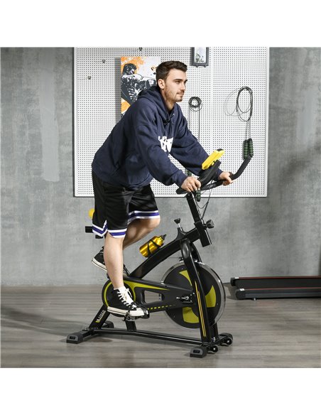 SPORTNOW Exercise Bike, Indoor Stationary Bike, Cycling Machine with Adjustable Seat and Resistance for Home Gym Workout, Yellow - pic 89904 | FastDaddyshop