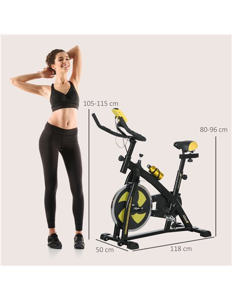 SPORTNOW Exercise Bike, Indoor Stationary Bike, Cycling Machine with Adjustable Seat and Resistance for Home Gym Workout, Yellow - pic 89905 | FastDaddyshop
