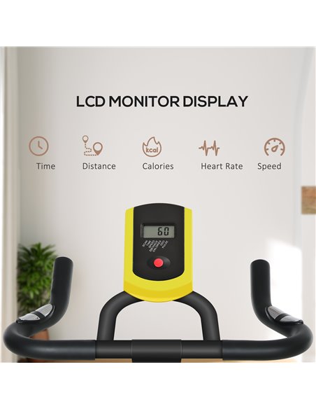 SPORTNOW Exercise Bike, Indoor Stationary Bike, Cycling Machine with Adjustable Seat and Resistance for Home Gym Workout, Yellow - pic 89906 | FastDaddyshop