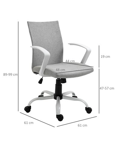 Vinsetto Office Chair Linen Swivel Computer Desk Chair Home Study Task Chair with Wheels, Arm, Adjustable Height, Dark Grey