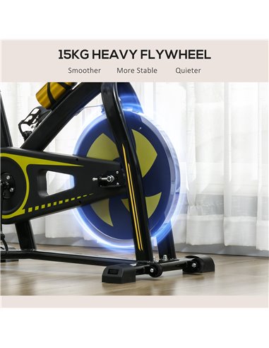 SPORTNOW Exercise Bike, Indoor Stationary Bike, Cycling Machine with Adjustable Seat and Resistance for Home Gym Workout, Yellow