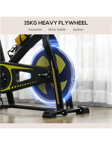 SPORTNOW Exercise Bike, Indoor Stationary Bike, Cycling Machine with Adjustable Seat and Resistance for Home Gym Workout, Yellow - pic 89910 | FastDaddyshop