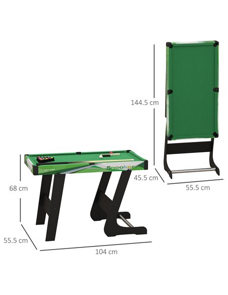 SPORTNOW 104cm Folding Mini Pool Table Set with 2 Cues, 16 Balls, Chalk, Triangle, Brush, Green A70-073V80GN - pic 89914 | FastDaddyshop