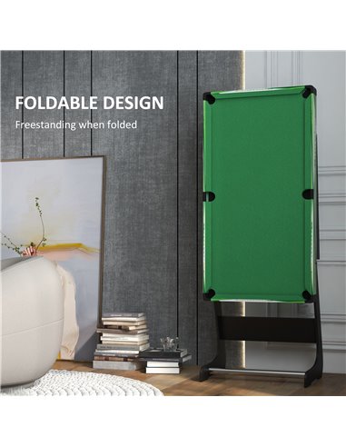 SPORTNOW 104cm Folding Mini Pool Table Set with 2 Cues, 16 Balls, Chalk, Triangle, Brush, Green A70-073V80GN