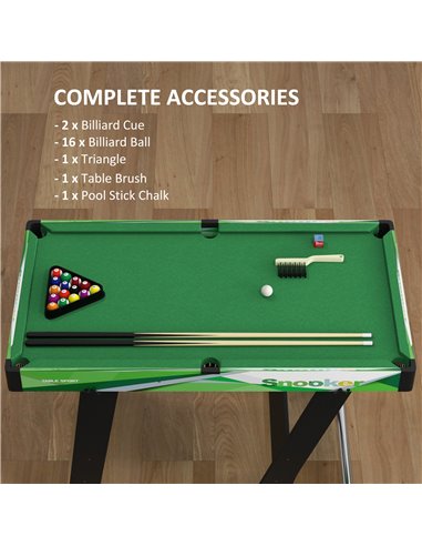 SPORTNOW 104cm Folding Mini Pool Table Set with 2 Cues, 16 Balls, Chalk, Triangle, Brush, Green A70-073V80GN