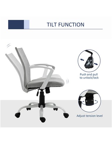 Vinsetto Office Chair Linen Swivel Computer Desk Chair Home Study Task Chair with Wheels, Arm, Adjustable Height, Dark Grey