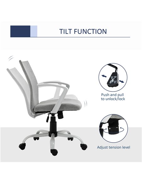 Vinsetto Office Chair Linen Swivel Computer Desk Chair Home Study Task Chair with Wheels, Arm, Adjustable Height, Dark Grey - pic 8993 | FastDaddyshop