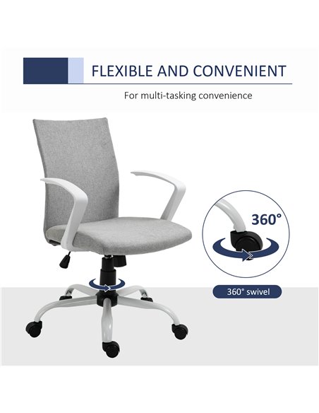 Vinsetto Office Chair Linen Swivel Computer Desk Chair Home Study Task Chair with Wheels, Arm, Adjustable Height, Dark Grey - pic 8994 | FastDaddyshop