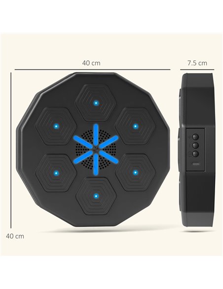 SPORTNOW Musical Boxing Machine Music Punching Machine with Bluetooth Connection and LED Light Smart, Wall Mounted A91-355V00BK - pic 89941 | FastDaddyshop