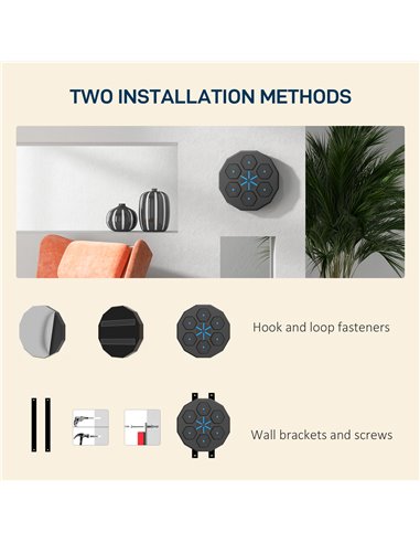 SPORTNOW Musical Boxing Machine Music Punching Machine with Bluetooth Connection and LED Light Smart, Wall Mounted A91-355V00BK