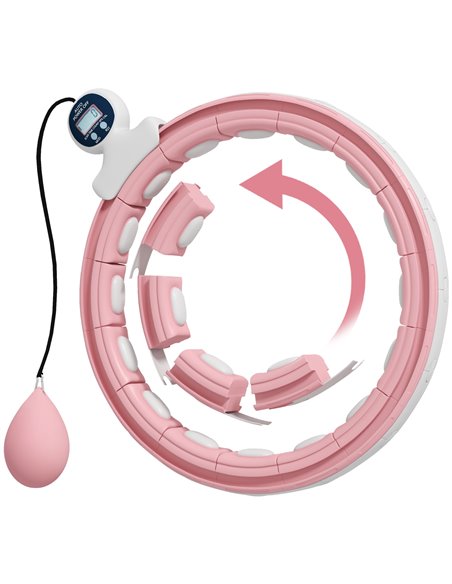 SPORTNOW Weighted Hula Hoop Smart Hula Hoop, Massage Hula Ring with 16 Detachable Knots, 360° Auto-Rotating Ball and Digital Cou - pic 89948 | FastDaddyshop