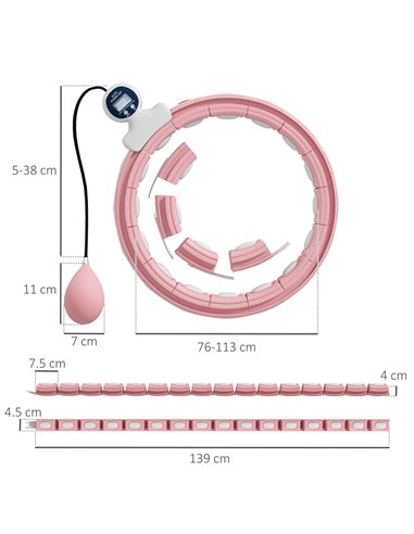 SPORTNOW Weighted Hula Hoop Smart Hula Hoop, Massage Hula Ring with 16 Detachable Knots, 360° Auto-Rotating Ball and Digital Cou