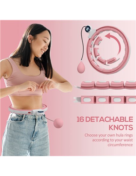 SPORTNOW Weighted Hula Hoop Smart Hula Hoop, Massage Hula Ring with 16 Detachable Knots, 360° Auto-Rotating Ball and Digital Cou - pic 89952 | FastDaddyshop