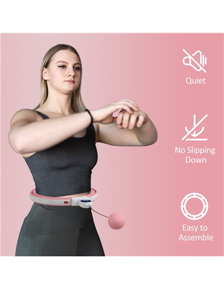 SPORTNOW Weighted Hula Hoop Smart Hula Hoop, Massage Hula Ring with 16 Detachable Knots, 360° Auto-Rotating Ball and Digital Cou - pic 89954 | FastDaddyshop