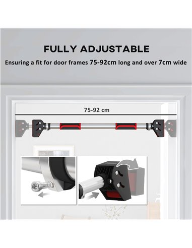 SPORTNOW Pull Up Bar for Home Doorway Pull Up Bar, No Screws Door Frame Chin Up Bar, Adjustable Length (75-92cm) for Home Gym Wo