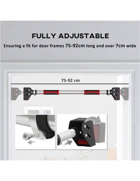 SPORTNOW Pull Up Bar for Home Doorway Pull Up Bar, No Screws Door Frame Chin Up Bar, Adjustable Length (75-92cm) for Home Gym Wo - pic 89960 | FastDaddyshop