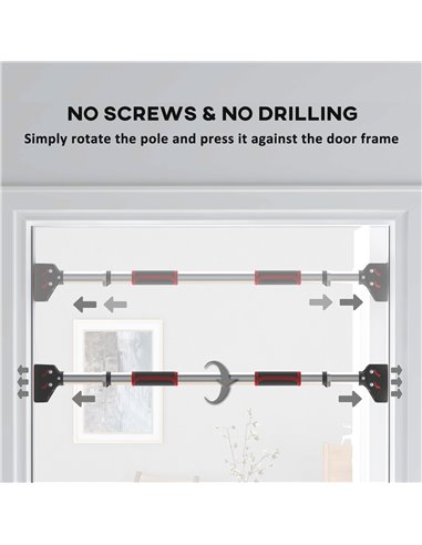 SPORTNOW Pull Up Bar for Home Doorway Pull Up Bar, No Screws Door Frame Chin Up Bar, Adjustable Length (75-92cm) for Home Gym Wo