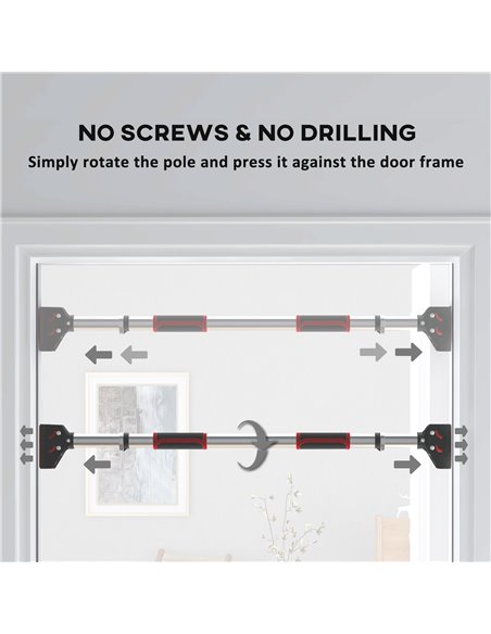 SPORTNOW Pull Up Bar for Home Doorway Pull Up Bar, No Screws Door Frame Chin Up Bar, Adjustable Length (75-92cm) for Home Gym Wo - pic 89961 | FastDaddyshop