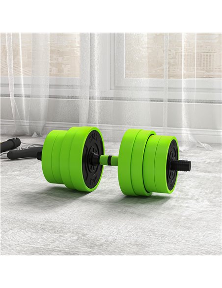 SPORTNOW 30kg Four-In-One Adjustable Weight Dumbbells Set, Barbell, Kettlebell, Push Up Stand - Green A91-287V02GN - pic 89992 | FastDaddyshop