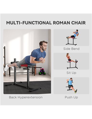 SPORTNOW Back Extension Roman Chair, Hyperextension Bench with Adjustable Leg Roller for Back, Abdominal and Gluteal Training A9