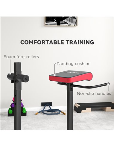 SPORTNOW Back Extension Roman Chair, Hyperextension Bench with Adjustable Leg Roller for Back, Abdominal and Gluteal Training A9