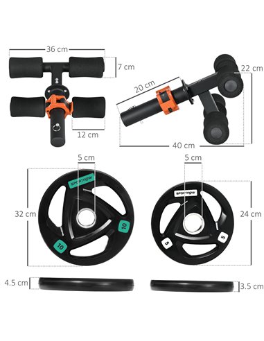 SPORTNOW Tib Bar with 2 x 5kg&2 x 10kg Olympic Weight Plates, Tibialis Trainer Calf Raise Machine for Shin Splints and Knee Pain