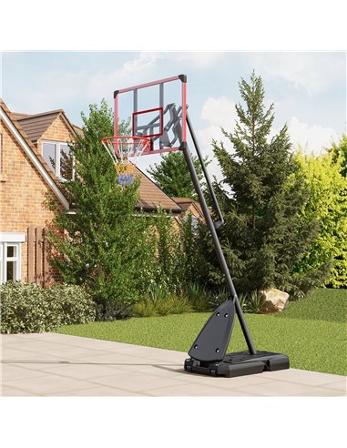 SPORTNOW 2.4-2.9m Adjustable Basketball Hoop and Stand with Weighted Base, Portable on Wheels, Red A61-045V02RD