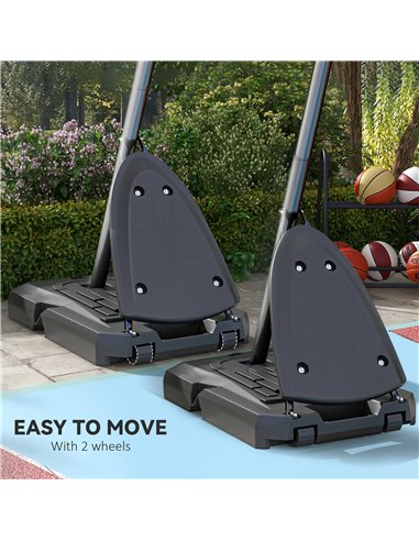 SPORTNOW 2.4-2.9m Adjustable Basketball Hoop and Stand with Weighted Base, Portable on Wheels, Red A61-045V02RD
