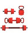 SPORTNOW 20kg Four-In-One Adjustable Weight Dumbbells Set, Barbell, Kettlebell, Push Up Stand - Red A91-287V00RD