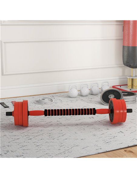 SPORTNOW 20kg Four-In-One Adjustable Weight Dumbbells Set, Barbell, Kettlebell, Push Up Stand - Red A91-287V00RD - pic 90030 | FastDaddyshop