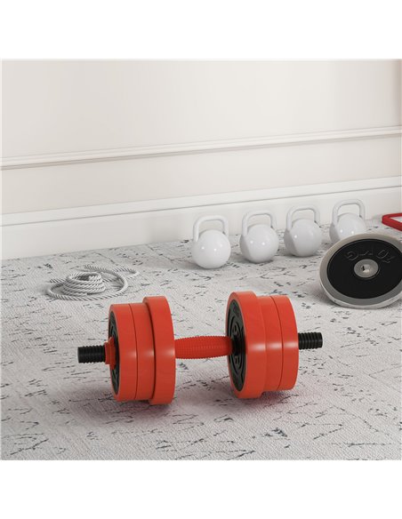 SPORTNOW 20kg Four-In-One Adjustable Weight Dumbbells Set, Barbell, Kettlebell, Push Up Stand - Red A91-287V00RD - pic 90036 | FastDaddyshop