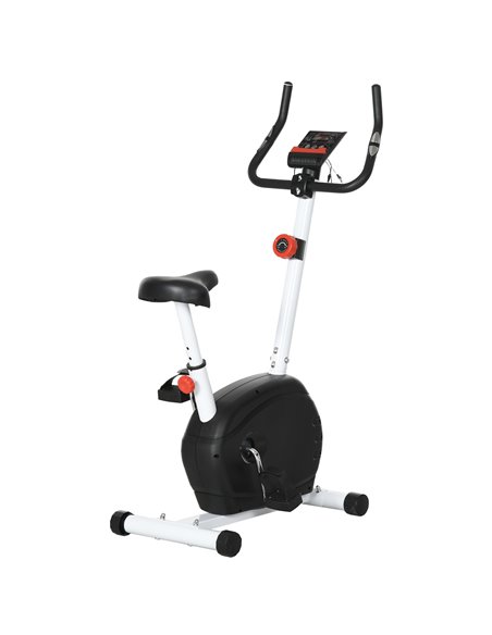 SPORTNOW Quiet Exercise Bike Stationary Bike with 8-Level Magnetic Resistance, Heart-Rate Sensor and Wheels, White A90-366V00WT - pic 90038 | FastDaddyshop