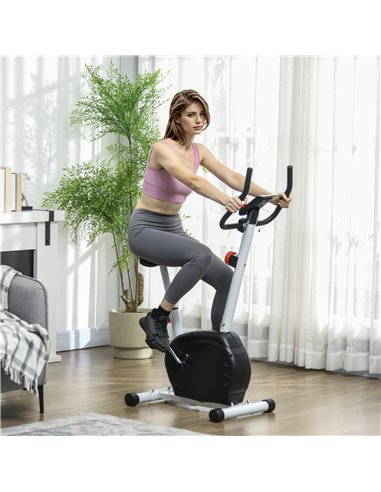 SPORTNOW Quiet Exercise Bike Stationary Bike with 8-Level Magnetic Resistance, Heart-Rate Sensor and Wheels, White A90-366V00WT