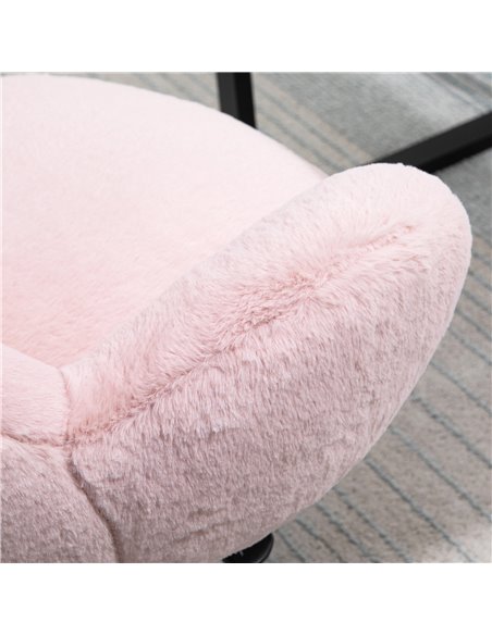 HOMCOM Fluffy Leisure Chair Office Chair with Backrest and Armrest for Home Bedroom Living Room with Wheels Pink - pic 9004 | FastDaddyshop