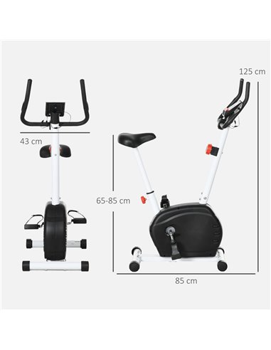 SPORTNOW Quiet Exercise Bike Stationary Bike with 8-Level Magnetic Resistance, Heart-Rate Sensor and Wheels, White A90-366V00WT